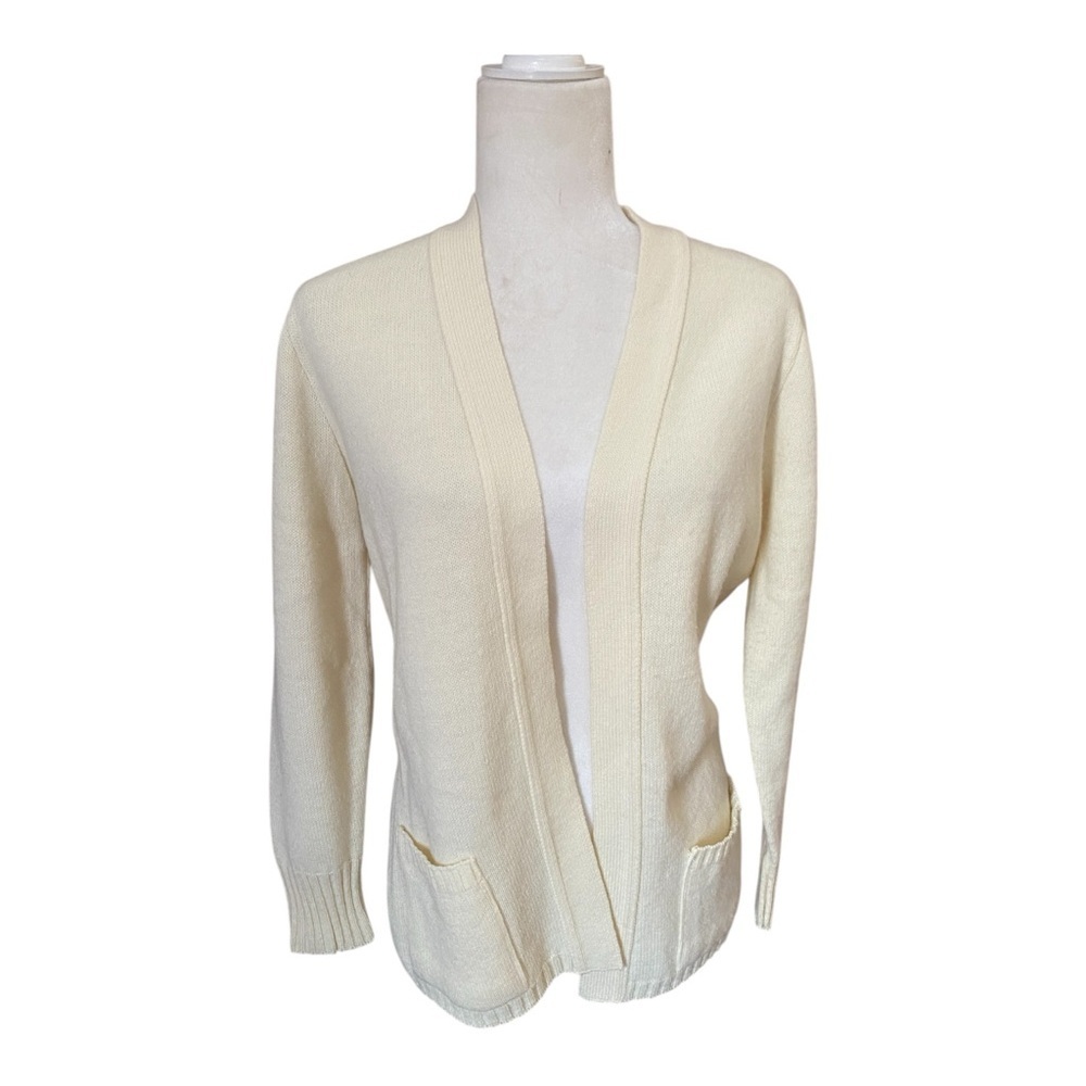 Sears Womens Vintage Orlon Acrylic White Cardigan Sweater
